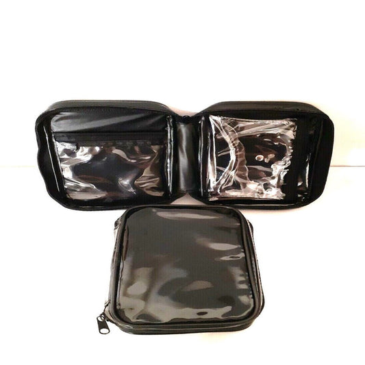 Black Vinyl Makeup Bag Kit Travel Pouch Cosmetic Bag Toiletry Organizer 2 lot