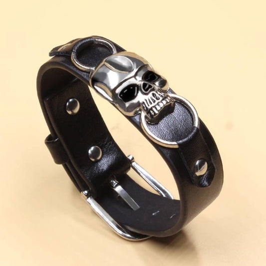 Punk Style Skull Simple PU Leather Bracelet 1PCS